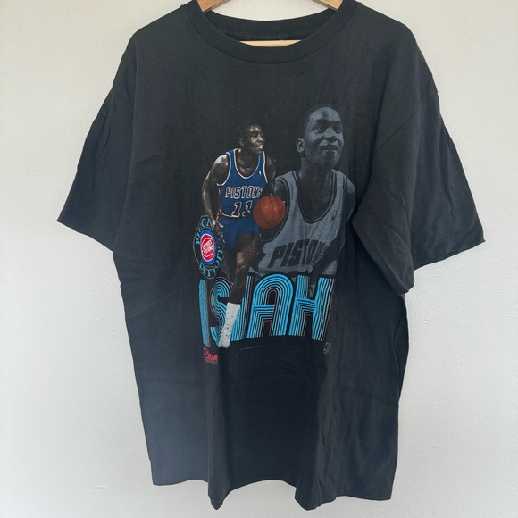 Vintage 1990 Isiah Thomas T-Shirt Mens XL Detroit Pistons NBA Basketball USA 90s